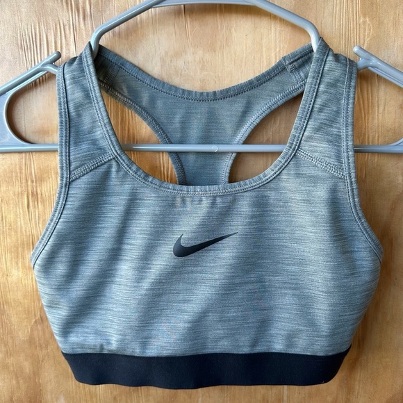 Nike Dri-Fit Racerback Sports Bra Gray Space Dye - Picture 1 of 5